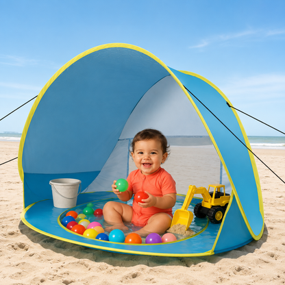 Carpa de Playa con Piscina para Bebé – Protección UV 50+ y Montaje en 2 Segundos