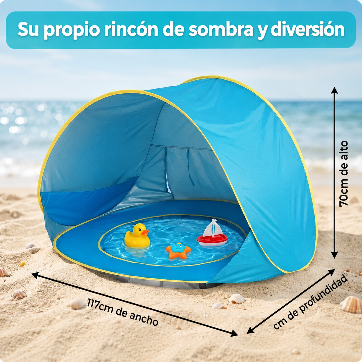Carpa de Playa con Piscina para Bebé – Protección UV 50+ y Montaje en 2 Segundos