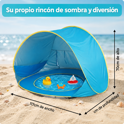 Carpa de Playa con Piscina para Bebé – Protección UV 50+ y Montaje en 2 Segundos
