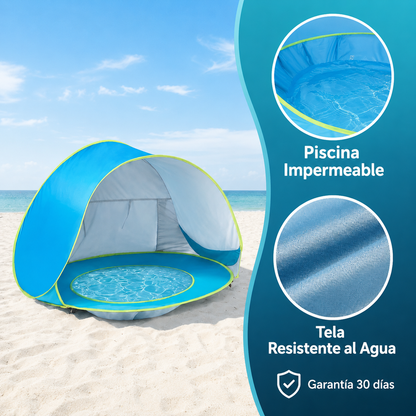 Carpa de Playa con Piscina para Bebé – Protección UV 50+ y Montaje en 2 Segundos